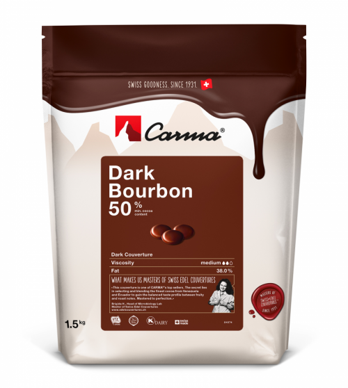 Темный шоколадный кувертюр Bourbon 50%, 1,5 кг, Швейцария